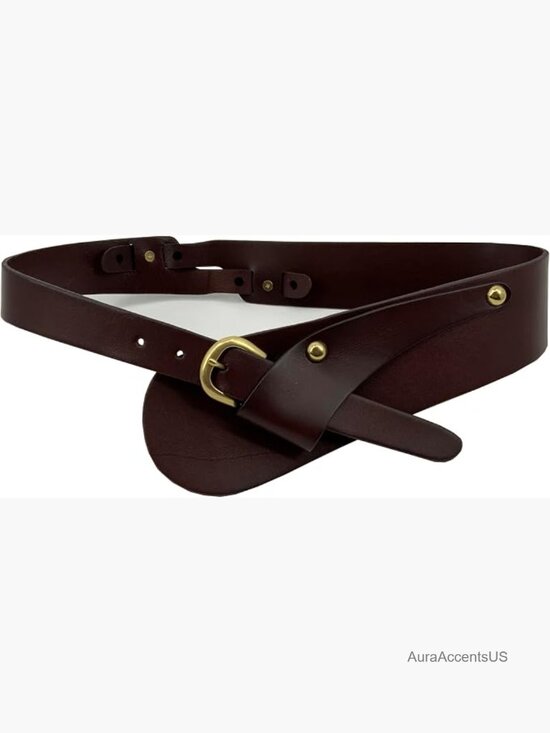 Genuine Cowhide Leather Adjustable Wrap Belt with Gold-Tone Buckle main image 6